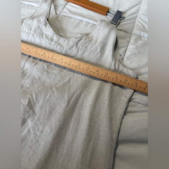 Garnet Hill 100% linen beige minimalist dress size 8 sleeveless - Picture 9 of 12